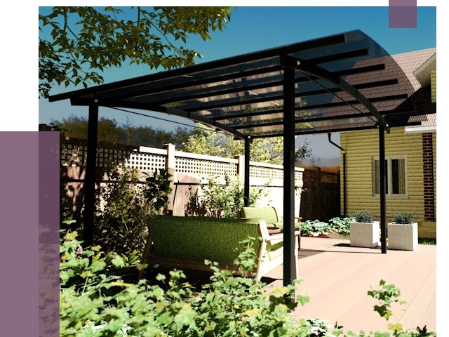 Навесы для террасы в Коврове от 13046 руб. под ключ | ПРОЛЁТ-Квр