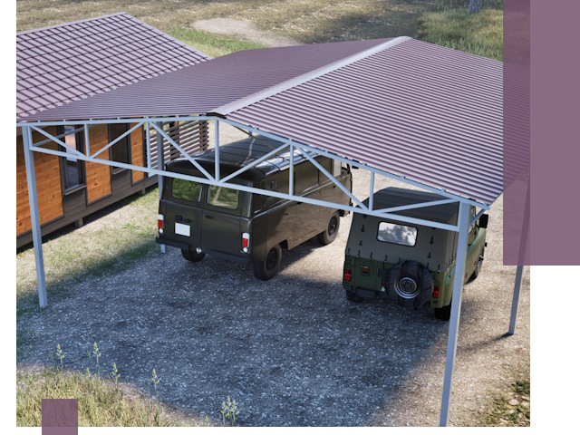 Двускатные навесы под ключ в Коврове — изготовление и монтаж